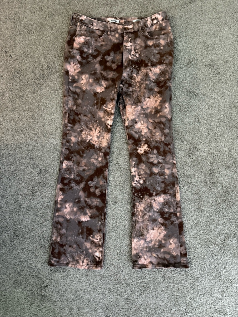 Free People Tie-Dye Flare Jeans - Brown & Pink Wrangler
